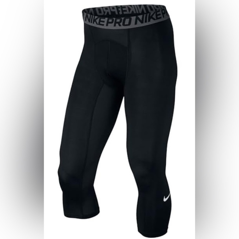 NWT [Nike] Base Layer Compression Under Athletic Black 3/4 Leggings Men’s Small - Picture 2 of 6